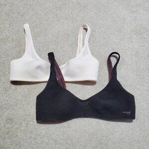 SLOGGI 2 Pack Bundle of Oxygene Infinite T-Shirt Soft Bras Ivory Black Womens XS